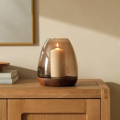 Habitat Habitat Hurricane Candle Holder - Brown