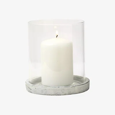 John Lewis Truly Stone Hurricane Lantern, Grey/Clear