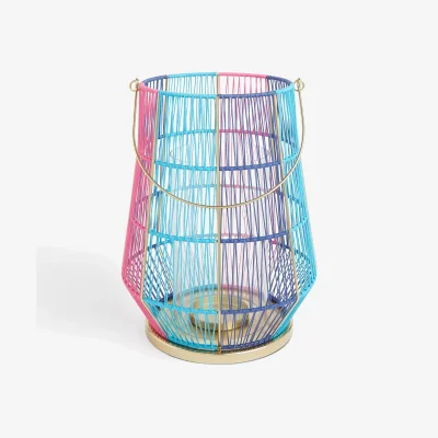 John Lewis John Lewis & Partners Summer Lantern Candle Holder, Pink/Blue, H34 cm