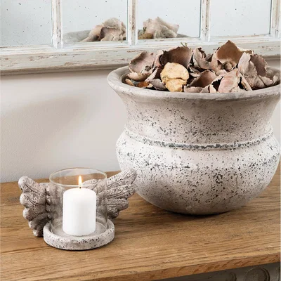 John Lewis One.World Stone Winged Votive Candle Holder, Grey