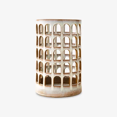 John Lewis west elm Colosseo Ceramic Cutout Extra Large Lantern Candle Holder, H38cm