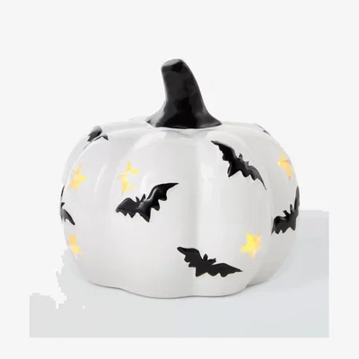 John Lewis John Lewis Halloween Pumpkin & Bat LED Tealight Holder, White/Black