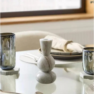 John Lewis west elm Kali Marble Tapered Candle Holder, H17cm, Large