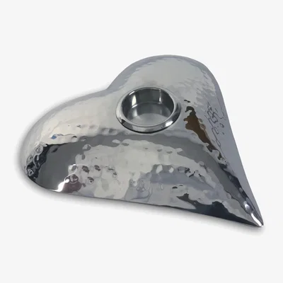 John Lewis Culinary Concepts Heart Hammered Stainless Steel Tealight Holder