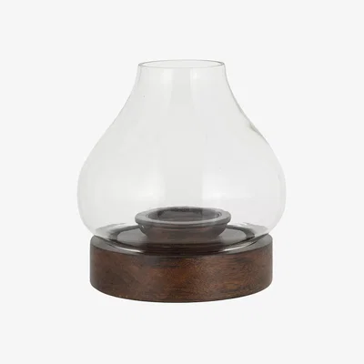 John Lewis nkuku Narya Lantern Candle Holder, Dark Stain, Small