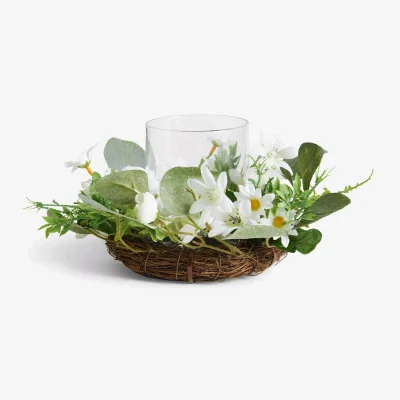 John Lewis John Lewis Floral Candle Holder, White