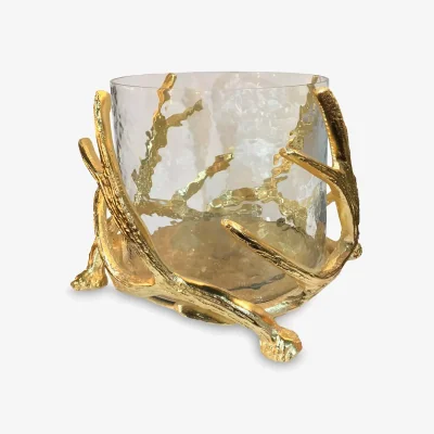 John Lewis Culinary Concepts Antler Large Hurricane Candle Holder, Gold