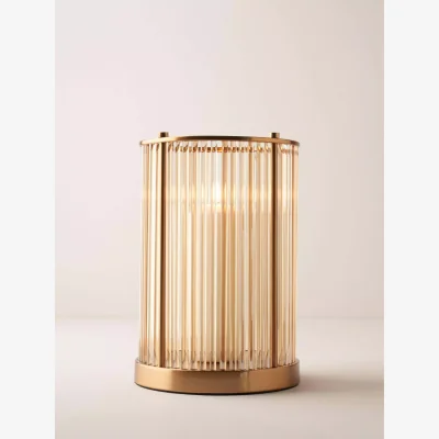 John Lewis Truly Glass Hurricane Candle Holder, Large, Brass