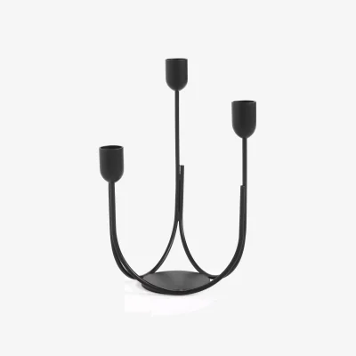John Lewis John Lewis Plain Steel Three Prong Candelabra Candle Holder