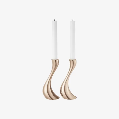 John Lewis Georg Jensen Cobra Candle Holder, Medium, Rose Gold, Set of 2