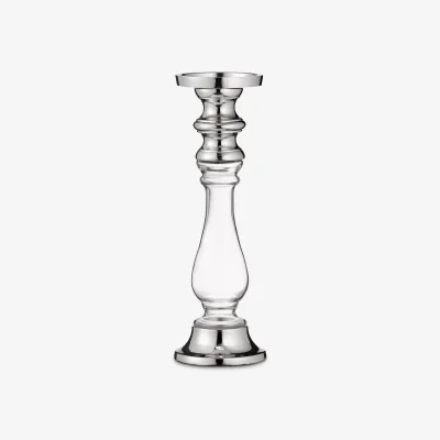 John Lewis John Lewis & Partners Glass And Aluminium Pillar Candle Holder, 30cm