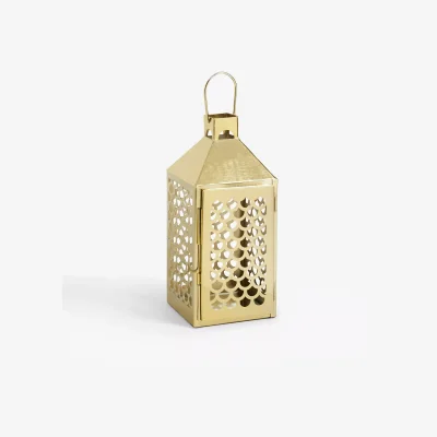 John Lewis John Lewis Scaled Steel Lantern Candle Holder, Gold