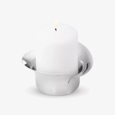 John Lewis Georg Jensen Bloom Pillar Candle Holder, Silver