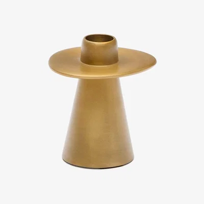 Kave Home Aiko large gold-coloured aluminium candle holder