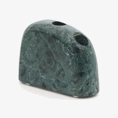 Kave Home Signe medium-sized, green marble candlestick, 10 cm