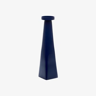 Kave Home Yuba large blue aluminium candlestick