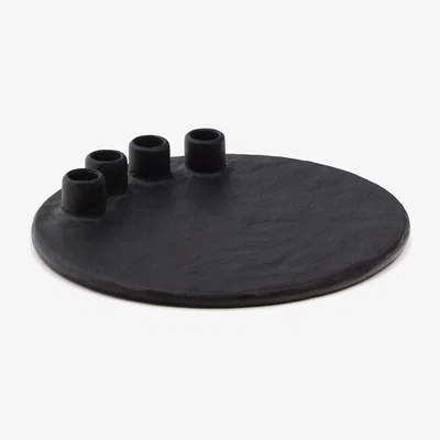 Kave Home Nuvro black aluminium candle holder