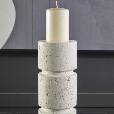 La Redoute 30cm Tibor Travertine Candle Holder