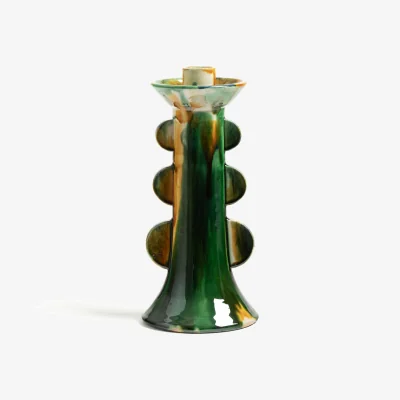 La Redoute Totem Enamelled Earthenware Candle Holder, H26 cm