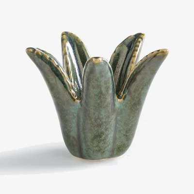La Redoute Ropia Ceramic Palm Candle Holder, Height 8.5cm