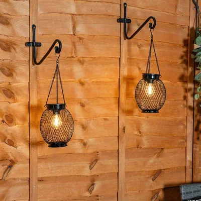 La Redoute Set of 2 Solar Powered Outdoor Mesh Metal Lanterns