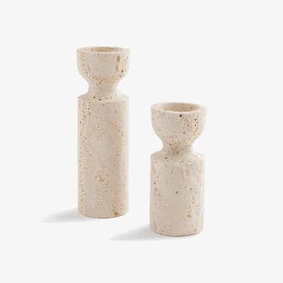 La Redoute Set of 2 Rumia Travertine Candlesticks