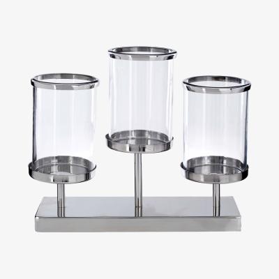 La Redoute 3-Light Hurricane Candle Holder in Glass with Metal Base