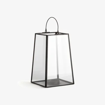 La Redoute Uyova Glass and Brass or Black Metal Candle Holder