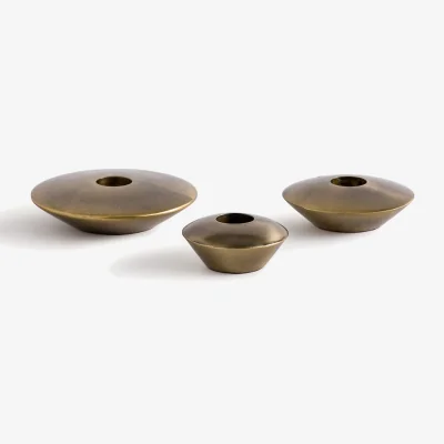 La Redoute Vira Candleholders in Aged Brass in Set of 3