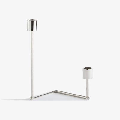 La Redoute Alie Double Candle Holder in Chrome-Plated Steel