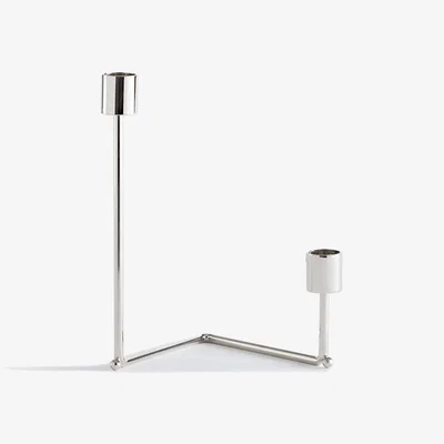 La Redoute Alie Double Candle Holder in Chrome-Plated Steel