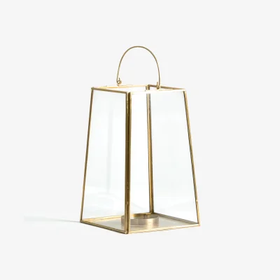 La Redoute Uyova Glass and Brass or Black Metal Candle Holder