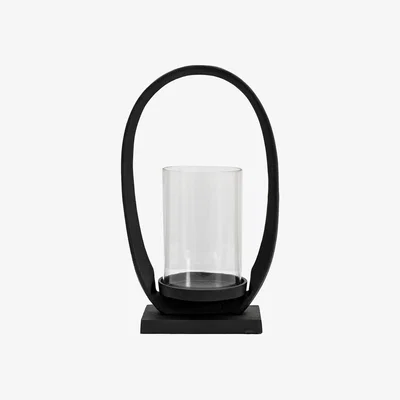 La Redoute 33cm Contemporary Black Metal Lantern
