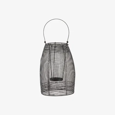 La Redoute Small Lantern in Black Metal & Clear Glass