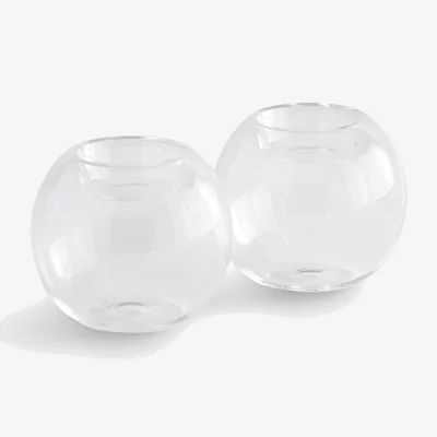 La Redoute Set of 2 Ovia Transparent Glass Candleholders Height 7.5cm
