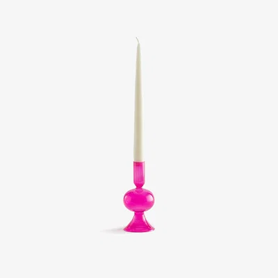 La Redoute Pink October 14.5cm High Glass Candlestick