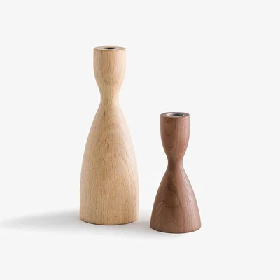 La Redoute Set of 2 Skog Wood Candlesticks