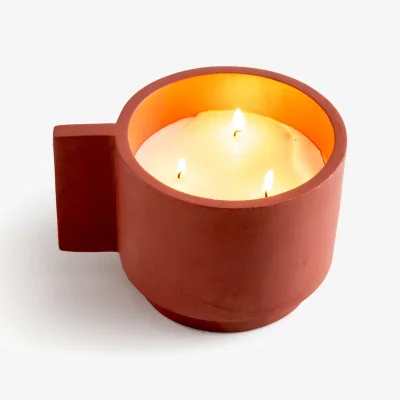 La Redoute Hempie 3-Wick Cement Candle Holders