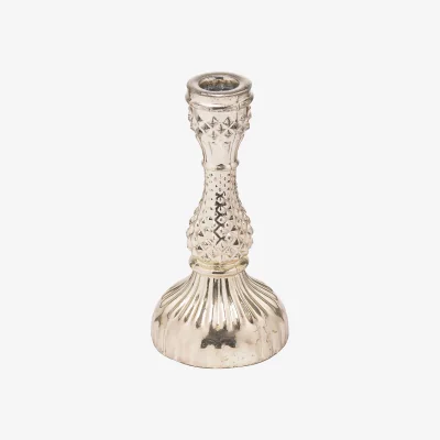 La Redoute 17cm Silver Foil Effect Dinner Candle Holder