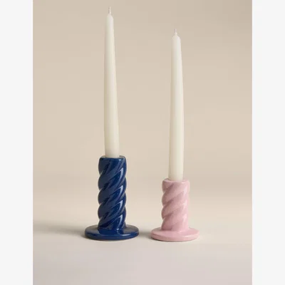 Marks & Spencer M&S Collection Set of 2 Twist Ceramic Candle Holders - Multi, Multi