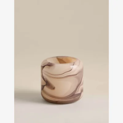 Marks & Spencer M&S Marble Effect Glass Tealight Holder Natural