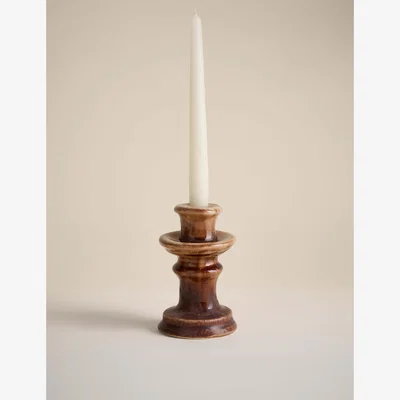 Marks & Spencer M&S Collection Reactive Glaze Ceramic Small Candle Holder - Brown, Brown
