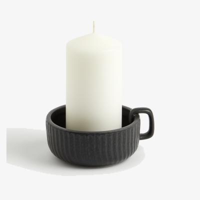 Marks & Spencer M&S Ridged Ceramic Pillar Candle Holder - Black, Black
