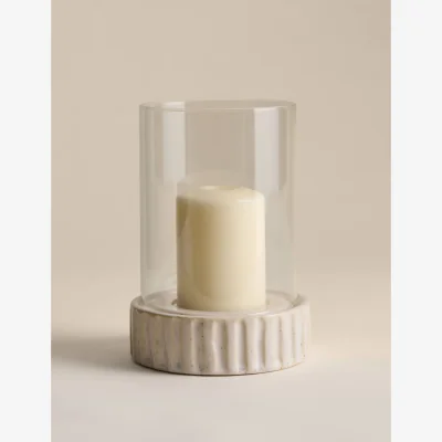 Marks & Spencer M&S Ribbed Base Ceramic Hurricane Candle Holder White