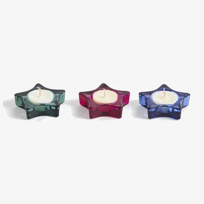 Marks & Spencer M&S Set of 3 Star Glass Tealight Holders - Multi, Multi