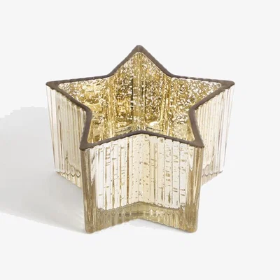 Marks & Spencer M&S Star Ridged Glass Large Pillar Candle Holder - Gold/Bronze, Gold/Bronze