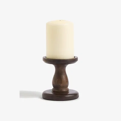 Marks & Spencer M&S Wooden Pillar Candle Holder - Natural, Natural