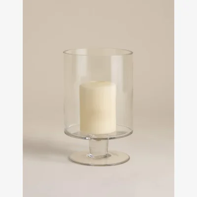 Marks & Spencer M&S Glass Footed Small Hurricane Candle Holder Clear