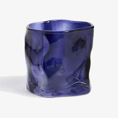 Marks & Spencer M&S Collection Irregular Glass Candle Holder - Blue, Blue