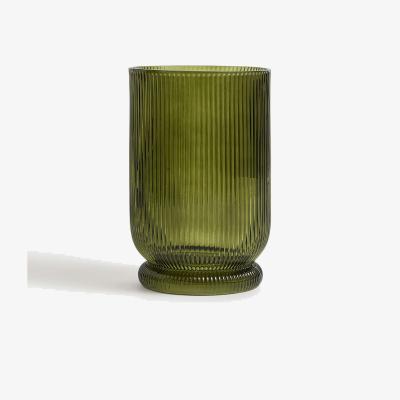 Marks & Spencer M&S Ridged Glass Hurricane Candle Holder - Green, Green